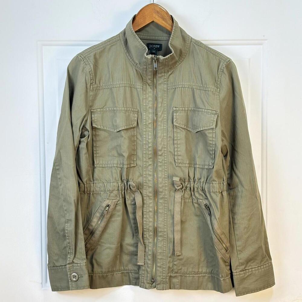 J Crew Jacket Womens Small‎ Utility Military Zip Up Drawstring Pockets Outdoors